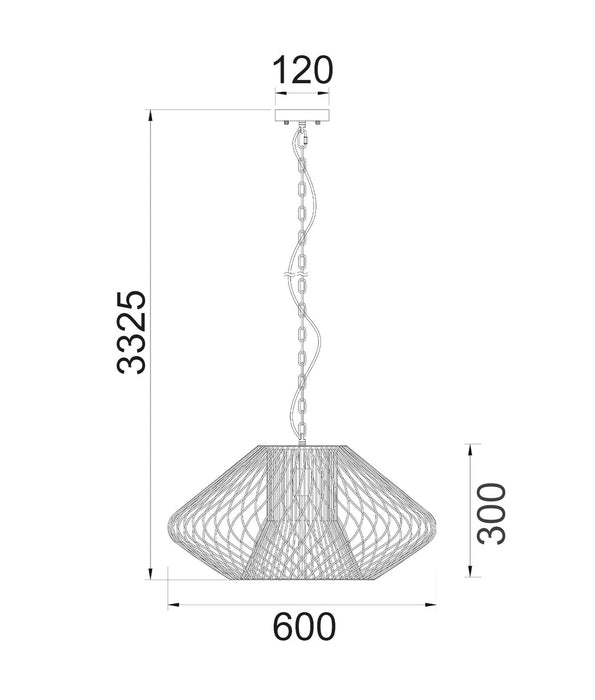 Parrilla 600mm Oval Cage Pendant Light Matte Black - PARRILLA3