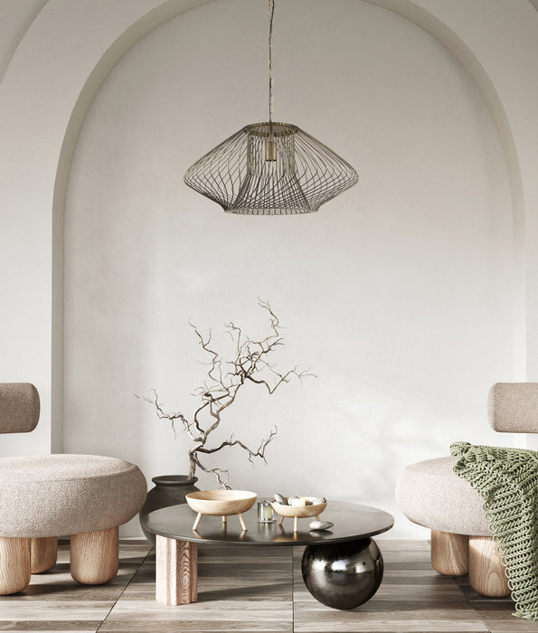 Parrilla 600mm Oval Cage Pendant Light Imitation Antique Brass - PARRILLA4