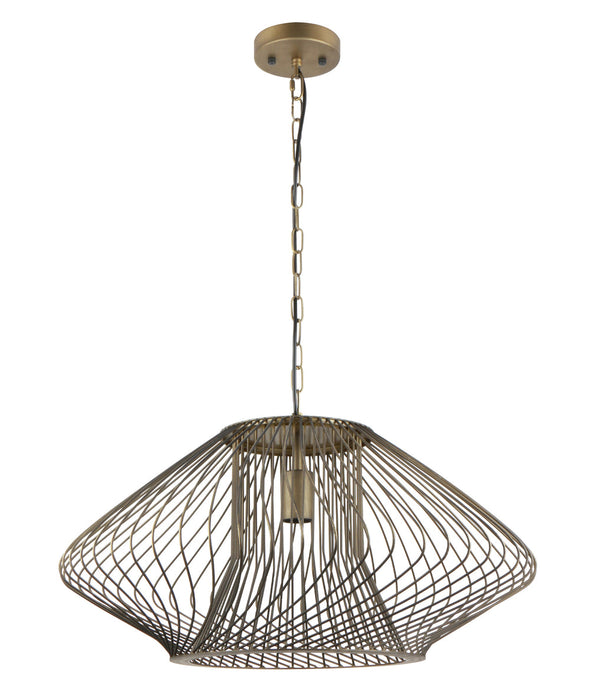 Parrilla 600mm Oval Cage Pendant Light Imitation Antique Brass - PARRILLA4