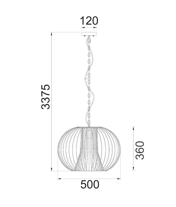 Parrilla Round Cage Pendant Light Imitation Antique Brass - PARRILLA6