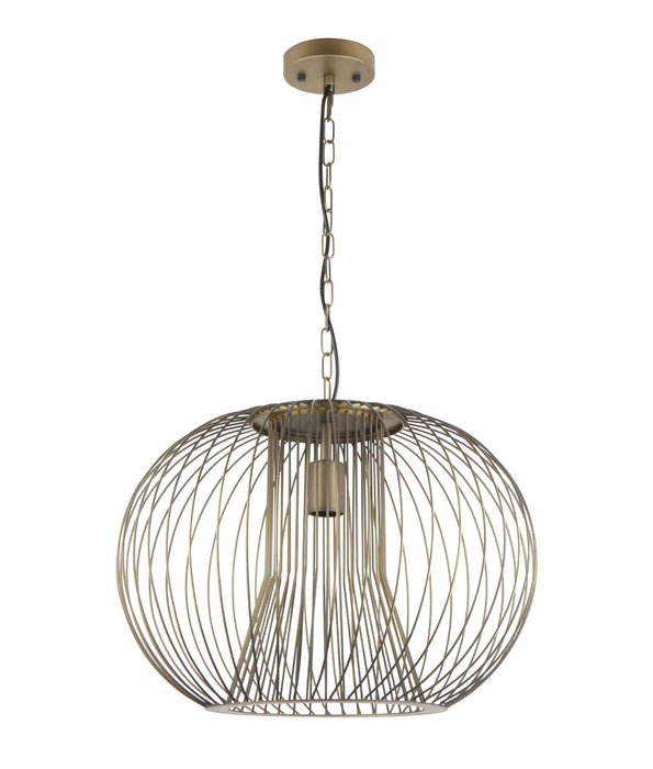 Parrilla Round Cage Pendant Light Imitation Antique Brass - PARRILLA6