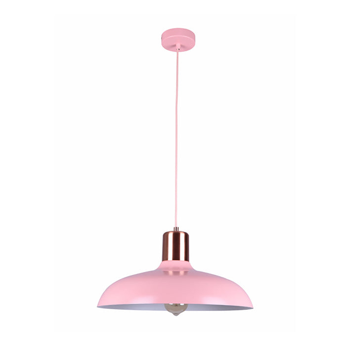 Buy Pendant Lights Australia PASTEL Dome Shape 1 Light Pendant Pink With Copper Lampholder Cover - PASTEL10