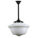 Buy Pendant Lights Australia Single Rod Pendant Patina Black With 16" Victorian Schoolhouse Opal Matt Glass - 3020114