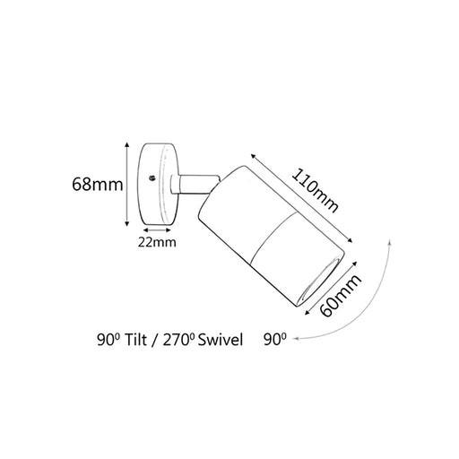 Buy Exterior Spotlights Australia MR16 12V Exterior Single Adjustable Wall Pillar Light Black IP65 - PM1ABL