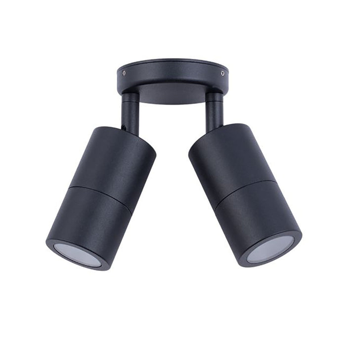 Buy Exterior Spotlights Australia GU10 Exterior Double Adjustable Wall Pillar Light Black IP65 - PG2ABL