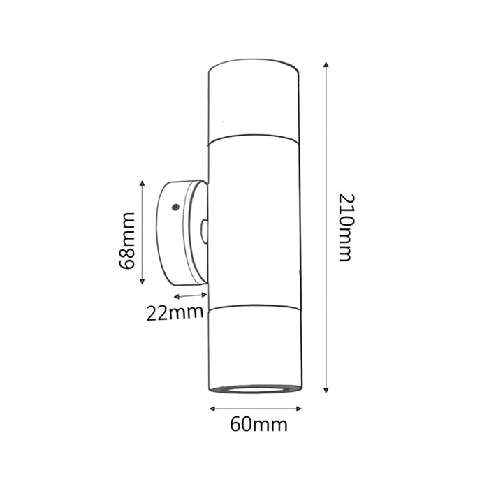 Buy Up / Down Wall Lights Australia GU10 Exterior Double Fixed Up/Down Wall Pillar Light White IP65 - PGUDWH
