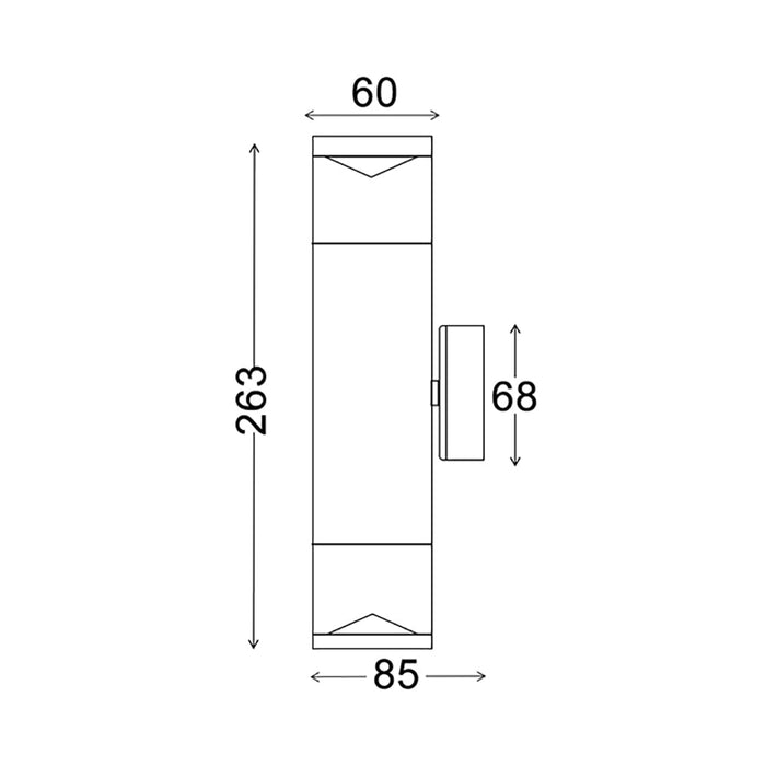 Buy Up / Down Wall Lights Australia PHARE 12V MR16 Exterior Up/Down Wall Pillar Light Titanium IP65 - PHARE02M