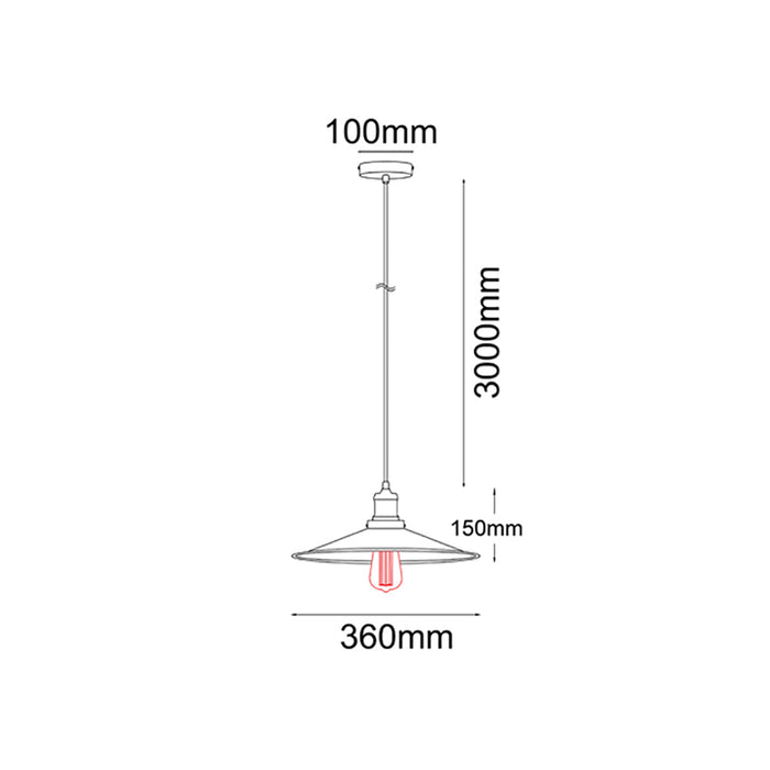Buy Pendant Lights Australia PIATTO Black Iron 1 Light Pendant Large - PIATTO1