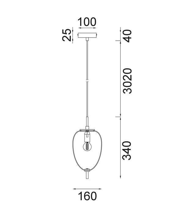 Pino 1 Light Pendant Iron & Glass Opal Matte - PINO2