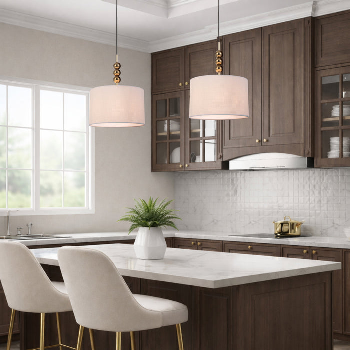 Poetix 350mm Pendant Light Matt Gold & Ivory - POETIX PE35-GD