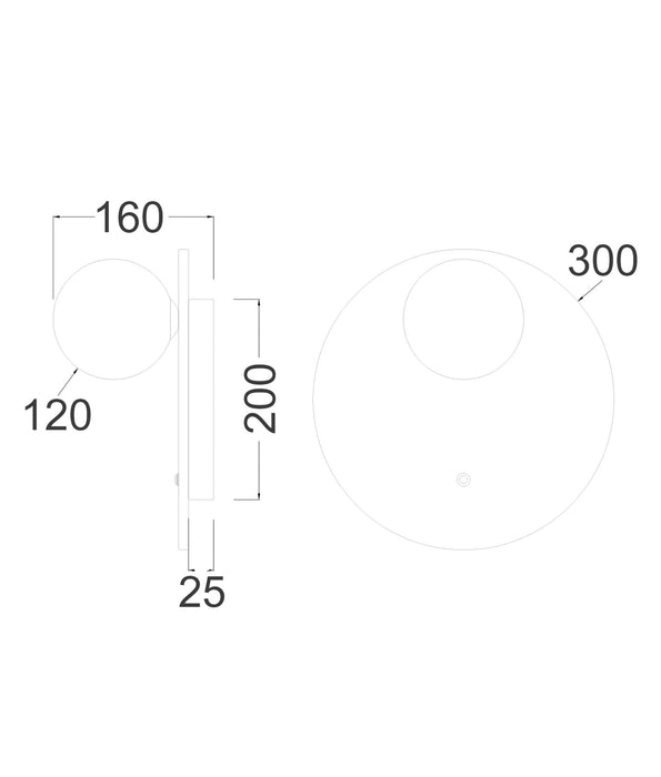 Poi Round Base Wall Light Opal & Beige - POI2
