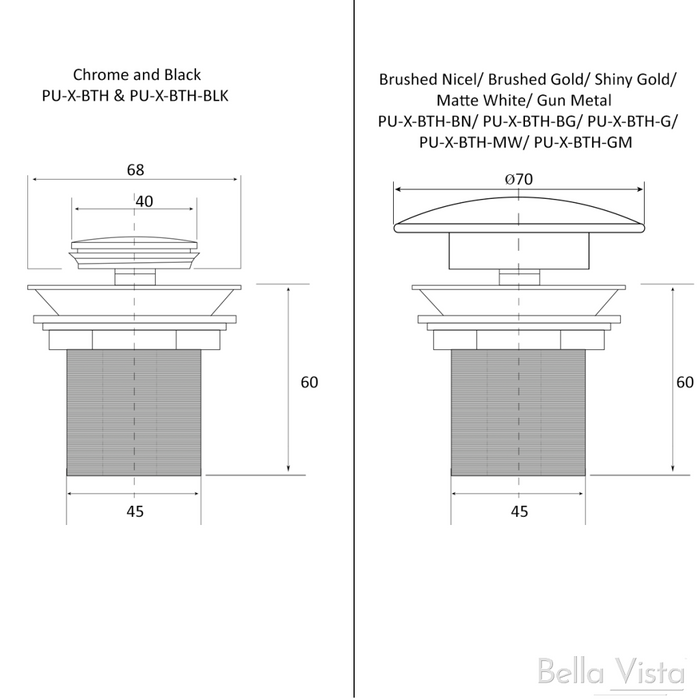 Corby Bath Pop-Up Waste Non Overflow Dusk Bronze - PU-X-BTH-DB