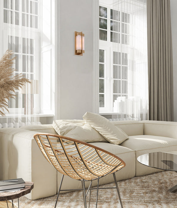 Puente Rectangular Wall Light Brass & White - PUENTE1