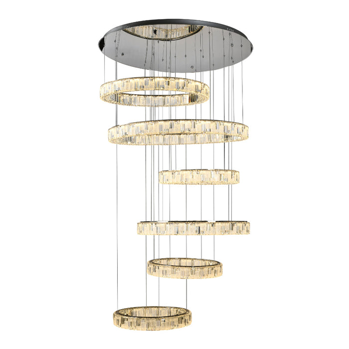 Rias LED 6 Tier Pendant 175W Tri Colour Chrome - RIAS PE6T-CH3C