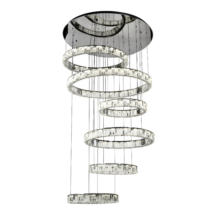 Rias LED 6 Tier Pendant 175W Tri Colour Chrome - RIAS PE6T-CH3C