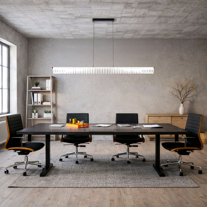 Romay LED Island Pendant 38W Tri Colour Black & Opal - ROMAY PE150-BKOP