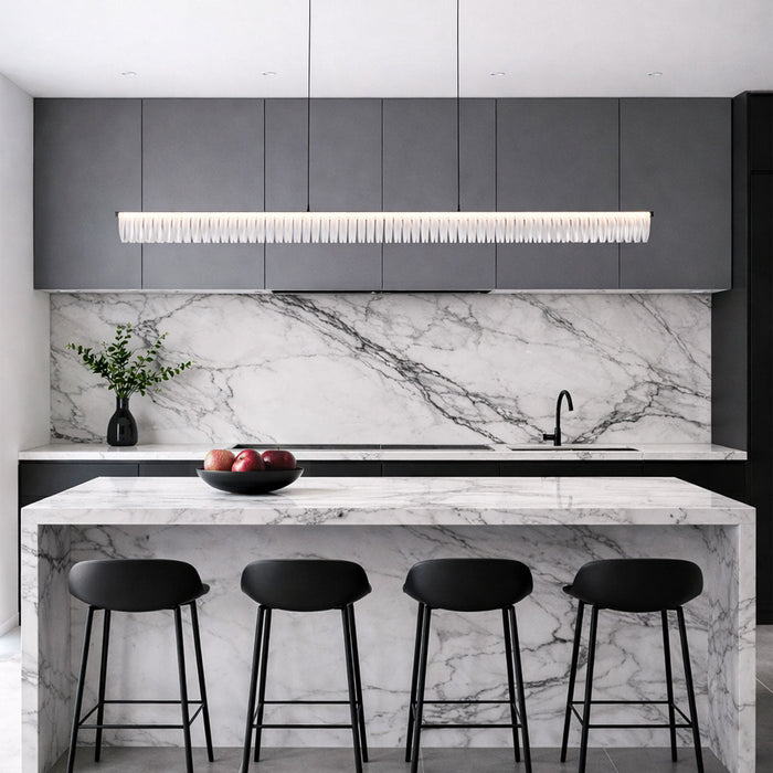Romay LED Island Pendant 38W Tri Colour Black & Opal - ROMAY PE150-BKOP