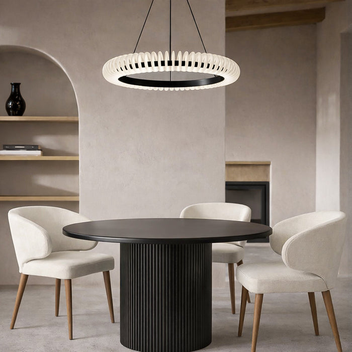 Romay LED 600mm Pendant Light 40W Tri Colour Black & Opal - ROMAY PE60-BKOP