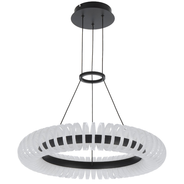 Romay LED 600mm Pendant Light 40W Tri Colour Black & Opal - ROMAY PE60-BKOP