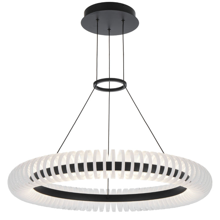 Romay LED 800mm Pendant Light 40W Tri Colour Black & Opal - ROMAY PE80-BKOP