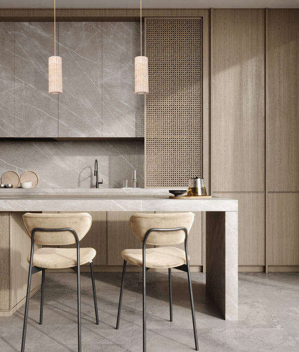 Sagitta Oblong Pendant Light Beige & Brass - SAGITTA1