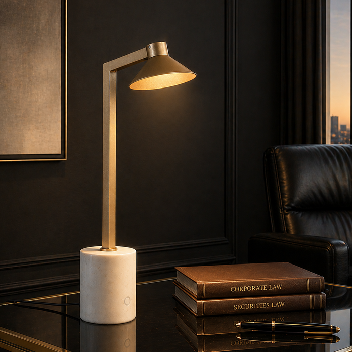 Satrom LED Table Lamp 6W 3000K Antique Brass & White - SATROM TL-ABWH