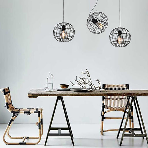 Buy Pendant Lights Australia SENTINEL Modern Round Cage 1 Light Pendant Black - SENTINEL1