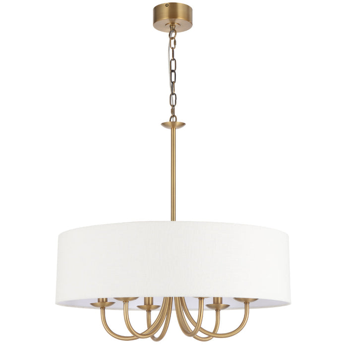 Shiron 700mm 6 Light Pendant Light Brass & Ivory - SHIRON PE6-BRSIV