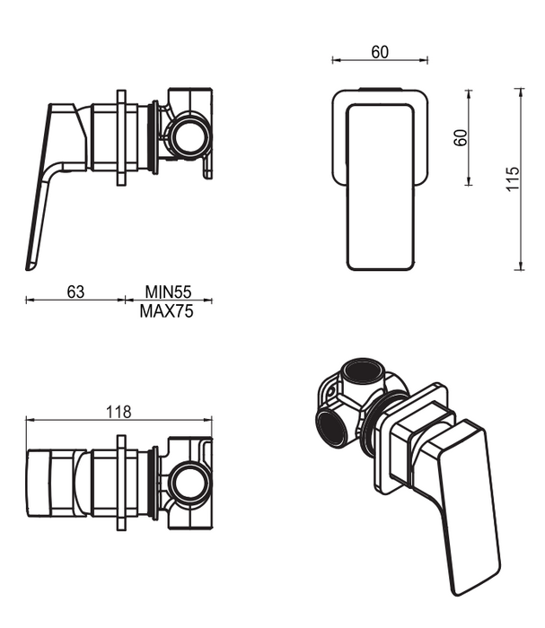 Tiago Shower Mixer Small Plate Trim Kit Only Chrome - SHMT-7-SP-CP-TK
