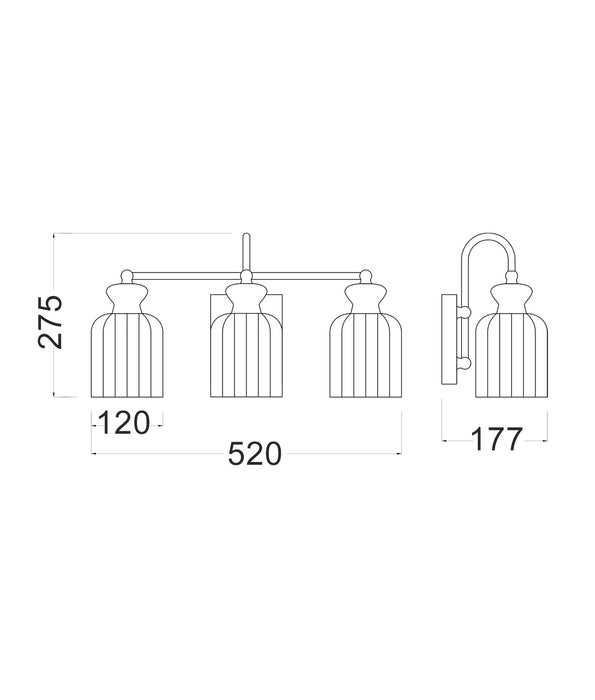 Sino 3 Light Wall Light Brass - SINO-W4