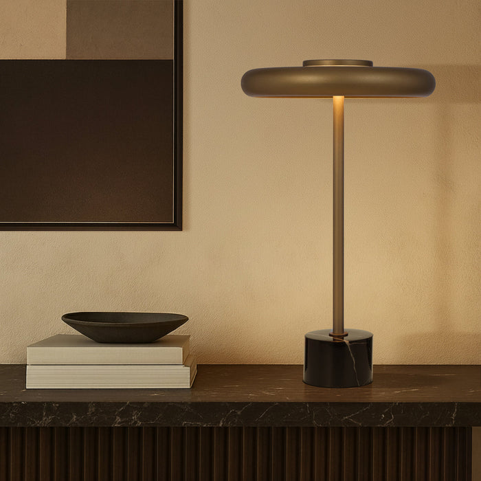 Sisby LED Table Lamp 14W 3000K Antique Brass & Black Marble- SISBY TL-ABBKM