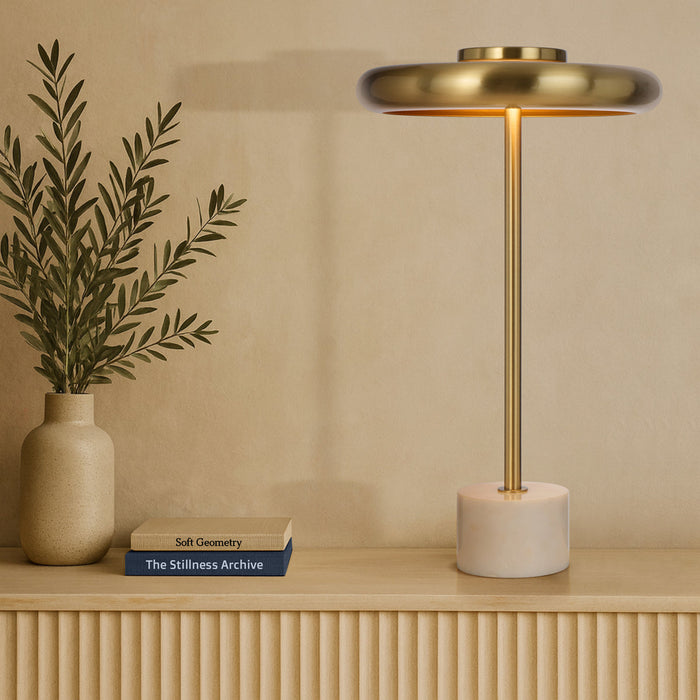 Sisby LED Table Lamp 14W 3000K Brass Matt & White Marble - SISBY TL-BMWHM