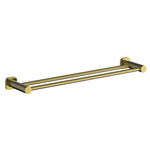 Finesa 600mm SQ Double Towel Rail Modern Brass - SQ6831BB