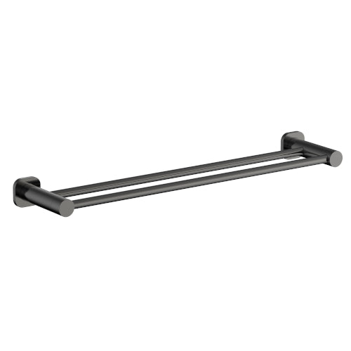Finesa 600mm SQ Double Towel Rail Gun Metal - SQ6831GM