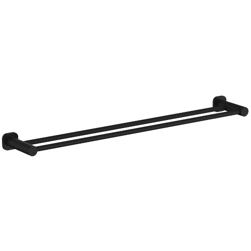 Finesa 800mm SQ Double Towel Rail Matte Black - SQ6832BL