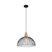 Buy Pendant Lights Australia STRAND Iron And Wood Dome Cage 1 Light Pendant Black - STRAND1