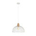 Buy Pendant Lights Australia STRAND Iron And Wood Dome Cage 1 Light Pendant White - STRAND2