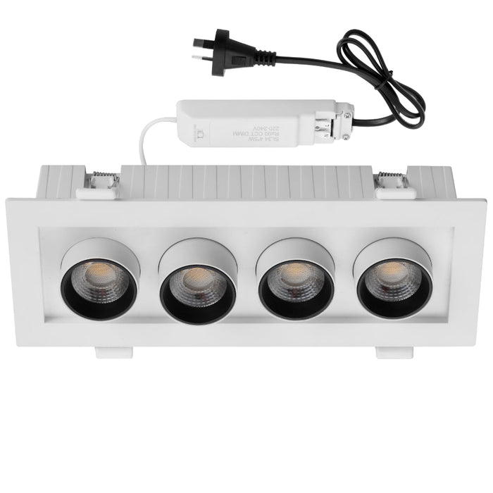 Tilda 4 Light LED Downlight 20W TRI Colour White - TILDA DL4-WH