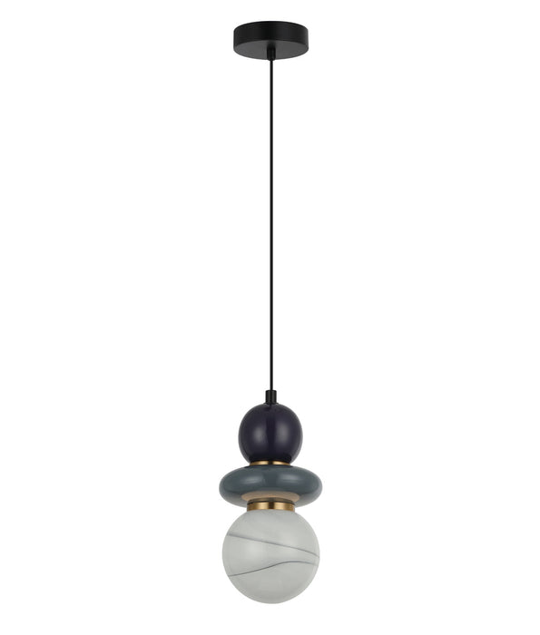 Tocado Sandblasted Pendant Light Grey & Purple Ceramic Bead - TOCADO1