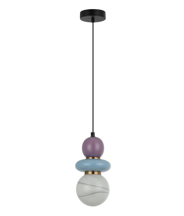 Tocado Sandblasted Pendant Light Blue & Violet Ceramic Bead - TOCADO3