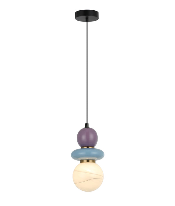 Tocado Sandblasted Pendant Light Blue & Violet Ceramic Bead - TOCADO3