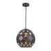 Buy Pendant Lights Australia TUILE Interior Embossed Tiled Iron 1 Light Pendant Large Black - TUILE4