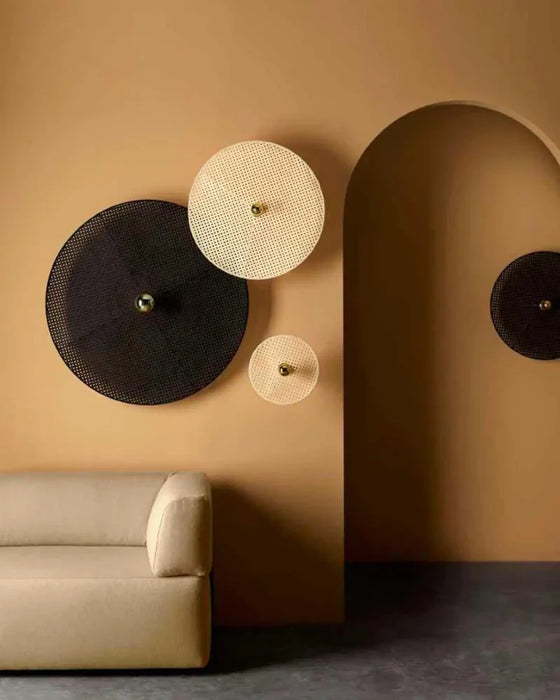 Tan Tan Medium Wall Light Natural Rattan or Black Rattan - ARO.A1053/10/ORO+1125/60