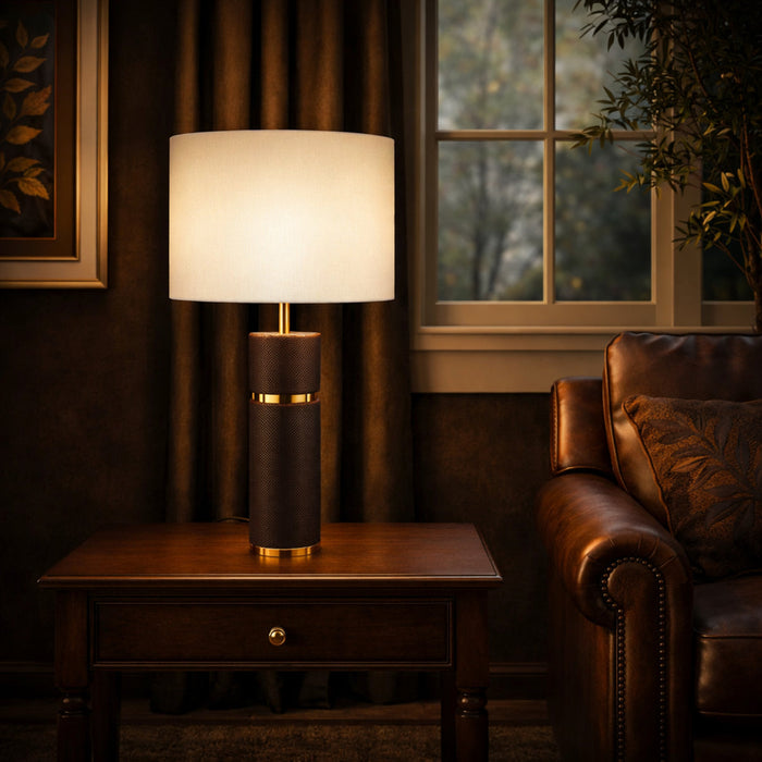 Valda Table Lamp Brown, Antique Gold & Ivory - VALDA TL-BRWIV