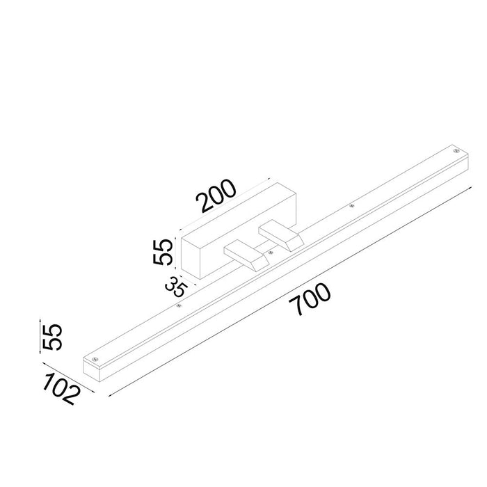 Buy Bathroom Vanity Lights Australia Vanitas Bathroom Vanity Light W700mm White Aluminium 3CCT - VANITAS1L