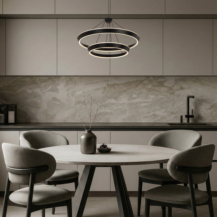 Vantel 2 Tier LED Pendant 48W Tri Colour Black - VANTEL PE2T-BK