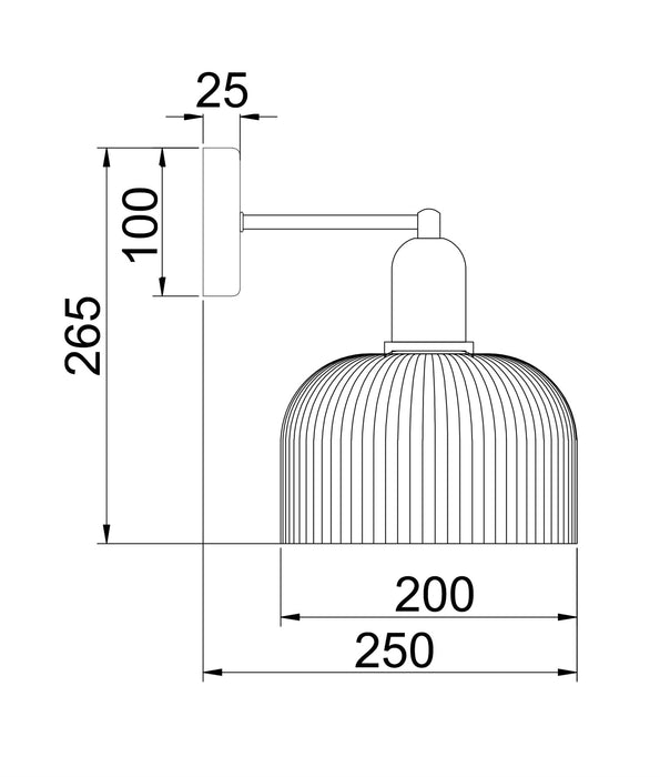 Vintaj Dome Glass Wall Light Smokey Black - VINTAJ1W