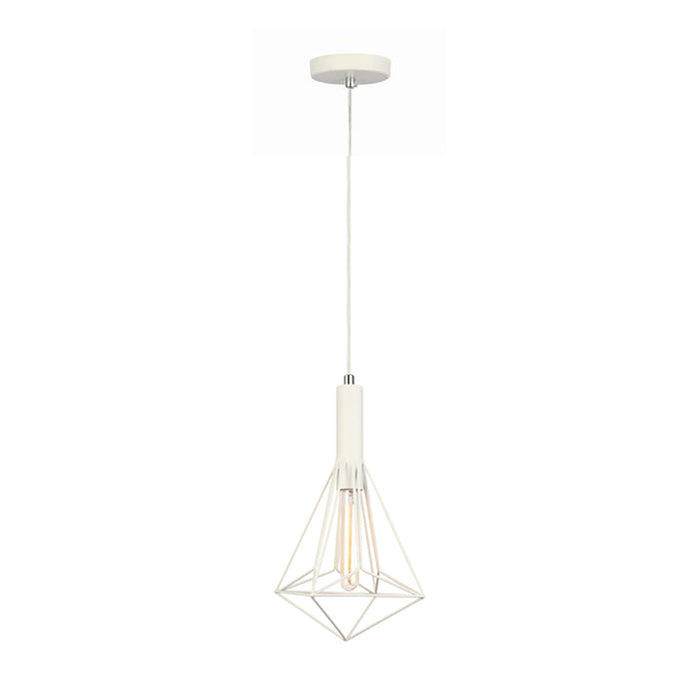 Buy Pendant Lights Australia WHITEBAND White Iron Cage 1 Light Angled Cage Pendant - WHITEBAND6