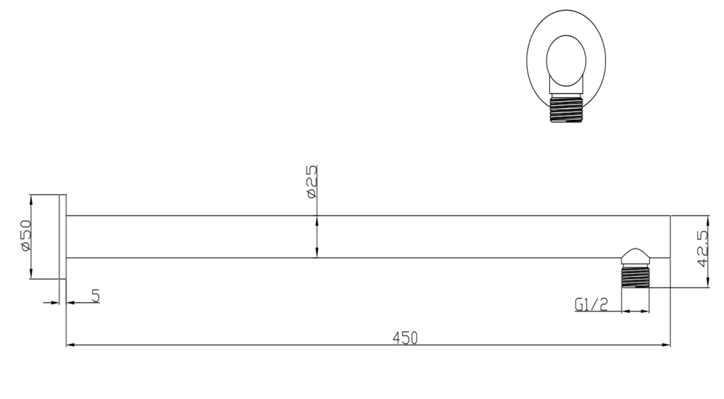 LVB Mica Straight Wall Shower Arm Living Brass - WP-450-R-LVB