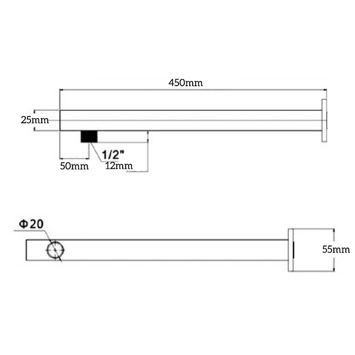 Mica Straight Wall Shower Arm Brushed Nickel - WP-450-R-BN
